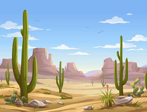 Desert Clipart, Desert Illustration, Cartoon Spaceship, April Art, Desert Scene, Desert Art, Desert Cactus, Wall Paint Designs, Southwest Art