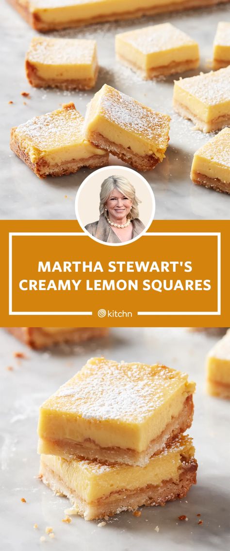 Creamy Lemon Squares Recipe, Martha Stewart Lemon Bars, Lemon Squares Easy, Creamy Lemon Squares, Creamy Lemon Bars, Condensed Milk Recipes Desserts, Condensed Milk Desserts, Lemon Squares Recipe, Lemon Square