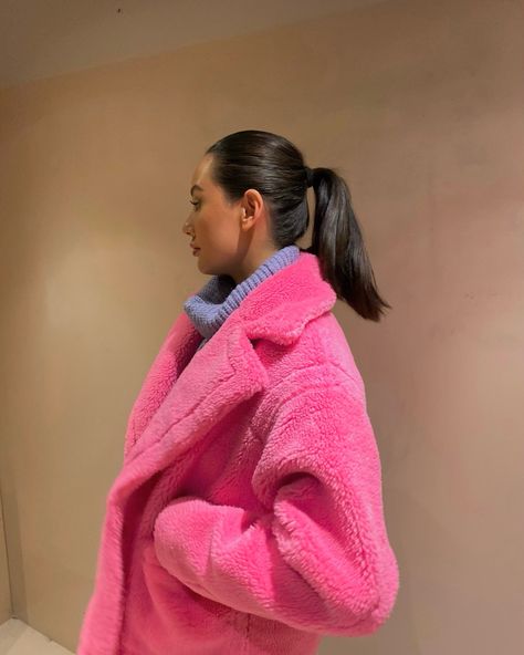 Resort Campaign, Pink Teddy Jacket, Pink Teddy, Teddy Jacket, Faux Fur, Turtle Neck, Sleep, Pink, Instagram