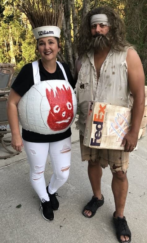 Wilson and Chuck Nolan Halloween couples costume  Castaway Castaway Halloween Costume, Wilfred Costume, Unoriginal Couple Costumes, Castaway Couples Costume, Diy Strong Man Costume, Cody Surfs Up Costume, Waterboy And Vicki Costume, Vsco Couple Costumes, Wilson Costume Castaway