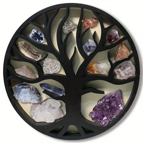 1pc The Tree Of Life Crystal Wood Shelf Wooden Crystal Display Shelf Tree Of Life Shelf Black Design Floating Tree Phases Shelf Gothic Witchy Room Decoration Genius | Shop Now For Limited-time Deals | Temu Witchy Boho Aesthetic, Crystals Shelf, Crystal Shelf Display, Shelf For Crystals, Aesthetic Shelf, Stone Display, Crystal Shelf, Witchy Room, Witchy Boho