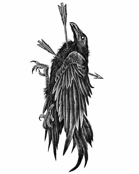 Black Crow Tattoos, Crow Tattoo Design, Medieval Tattoo, Fake Skin, Crow Tattoo, Raven Tattoo, Sketch Tattoo Design, Tattoo Illustration, Tattoo Art Drawings