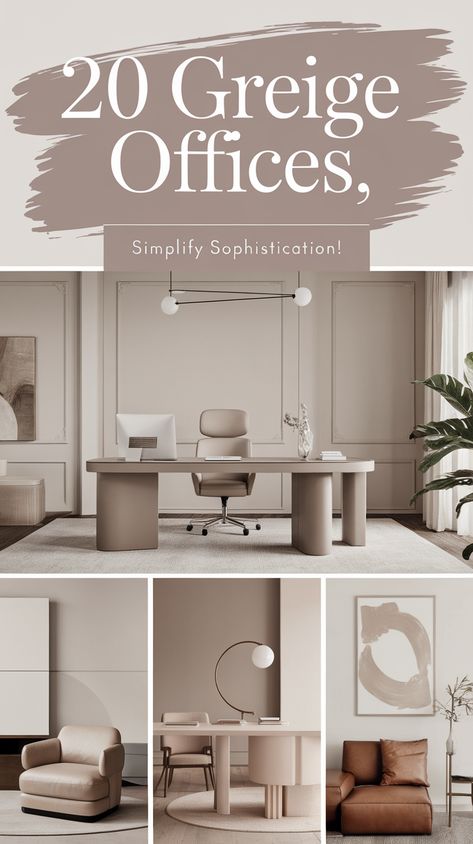 Transform your workspace with these 20 minimalist greige luxury home office designs. Discover sleek simplicity and elegance that enhance productivity and calm in your home office. Perfect for inspiration, these designs #LoveMinimalism #HomeOfficeInspiration #LuxuryDesign #GreigeStyle #OfficeTransformation will elevate your space. Explore these serene and chic designs for a more focused work environment. Learn more and be inspired! Greige Home Office, Greige Office, Luxurious Home Office, Loft Luxury, Doctor Office Design, Luxury Home Office, Luxury Bathroom Inspiration, Office Transformation, Elegant Home Office