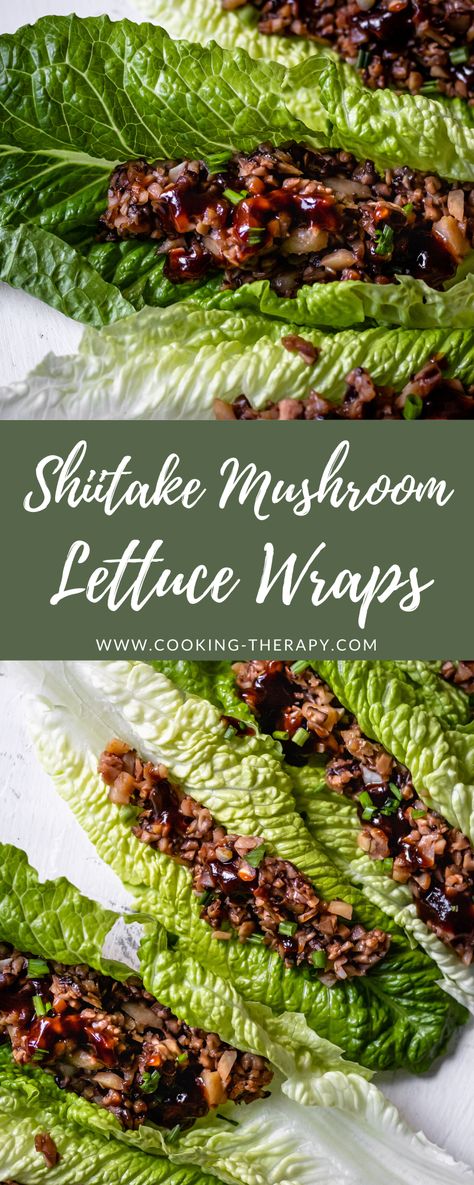 Veggie Lettuce Wraps Recipes Healthy, Mushroom Wraps Vegetarian, Raw Vegan Lettuce Wraps, Mushroom Lettuce Cups, Stuffed Lettuce Wraps, Vegetable Lettuce Wraps, Lettuce Wraps Vegetarian, Shiitake Mushroom Recipes, Mushroom Lettuce Wraps