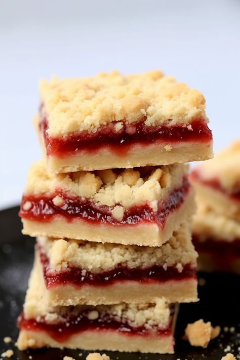 Jam Shortbread Bars Holiday Jam, Jam Squares, Strawberry Crumb Bars, Jam Bars, Cookies Shortbread, Crumb Bars, Pecan Bars, Bars And Squares, Shortbread Bars