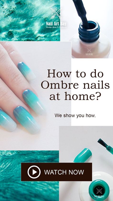 Mermaid Manicure Ideas, How To Create Ombre Nails, How To Do Gel Nail Designs At Home, Ombré Gel Polish, Easy Gel Polish Nail Designs Diy, How To Ombre With Gel Polish, Gel Nail Ombre Designs, How To Fade Nail Polish Ombre, Ombre Nail Techniques