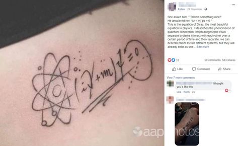 Quantum Entanglement Tattoo, Quantum Entanglement Love, Dirac Equation, Social Media Meme, Paul Dirac, Process Of Evolution, Quantum Break, Quantum World, Quantum Entanglement