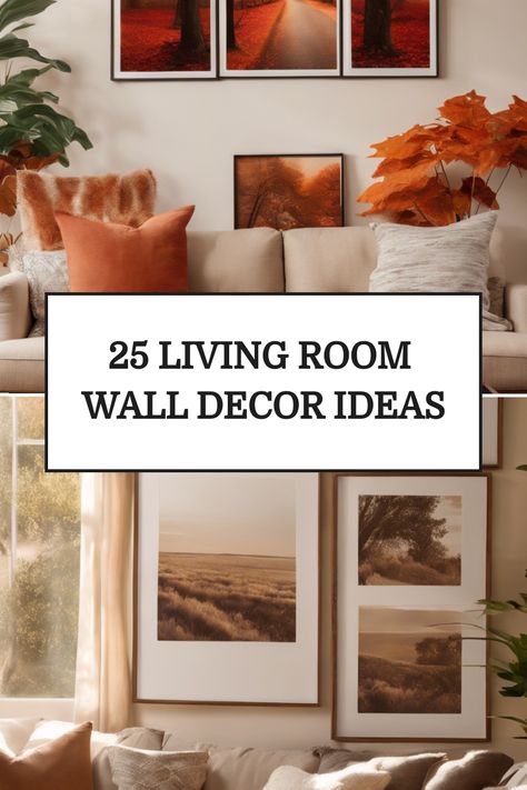 25 living room wall decor ideas featuring autumn-inspired art prints and cozy neutral furnishings. Decorate Large Wall Behind Couch, Living Room Wall Decor Ideas Above Couch Minimalist, How To Decorate Over A Couch, Farmhouse Living Room Wall Decor Ideas Behind Couch, Small Space Living Toom Wall Art, Wall Above Couch Decor, Farmhouse Collage Wall Living Room Above Couch, Wall Art Lbrown Iving Room, Art Over Sofa