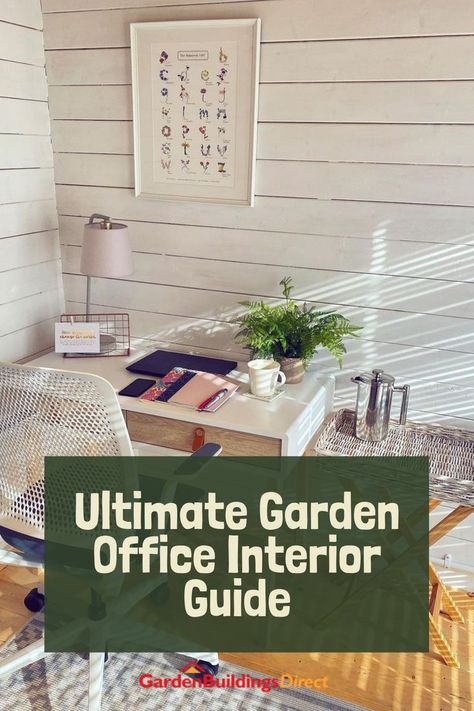 Creating the perfect garden office interior doesn’t have to be as daunting as it might seem to be. You can create a stylish garden office where you’ll be able to spend hours each day comfortably engaged in your work or an inviting and homely space that’ll impact your positivity and productivity in the best way possible. Keep reading below to find the best garden office ideas and garden room ideas for you! Garden Office Decor Ideas, Garden Home Office Interiors, Conservatory Office Ideas, Garden Room Interiors Decor, Garden Office Interior Ideas, Garden Room Office, Garden Room Office Interior, Garden Room Ideas Interior Design, Garden Office Ideas Interiors