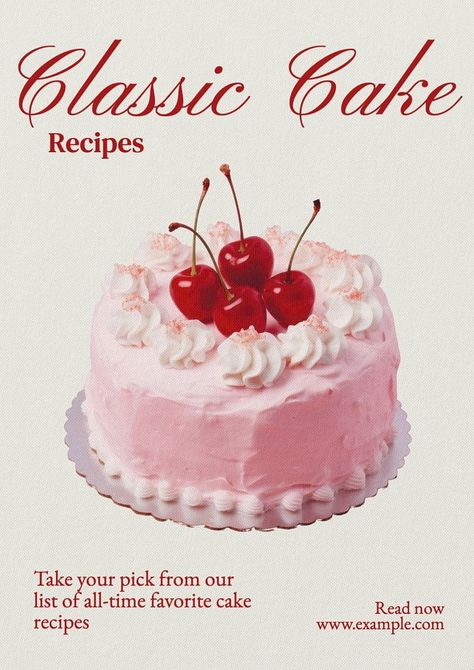 Vintage Cake Poster, Birthday Cake Graphic Design, Creative Design Ideas Poster, Recipe Design Graphic, Cake Poster Design Ideas, Graphic Design Posters Inspiration, Cake Graphic Design, Poster Food Design, Cake Poster Design