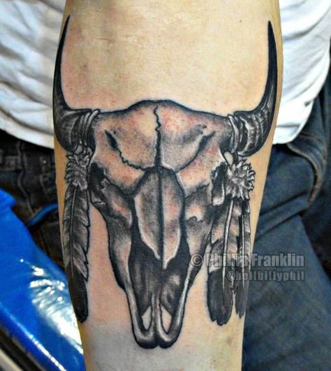 17 Buffalo Skull Tattoo Designs for Men & Women | PetPress Buffalo Skull Tattoo, Bison Tattoo, Buffalo Tattoo, Indian Skull Tattoos, Bull Skull Tattoos, Indian Feather Tattoos, Cowboy Tattoos, Country Tattoos, Native American Tattoos