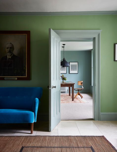 A Colorful English Country House Update Nicola Harding, Color Combinations Paint, Paint And Paper Library, Favorite Paint Colors, Green Walls, Favorite Paint, English Country House, Updating House, Duck Egg Blue