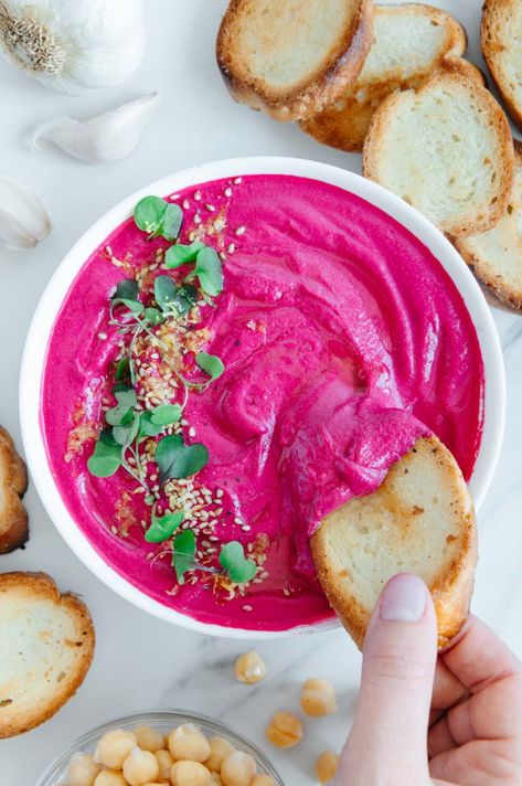 White Bean Hummus Recipe, Hummus Without Tahini, Beet Hummus Recipe, Pink Party Foods, Beetroot Hummus, Balanced Food, White Bean Hummus, Pink Snacks, Beet Hummus