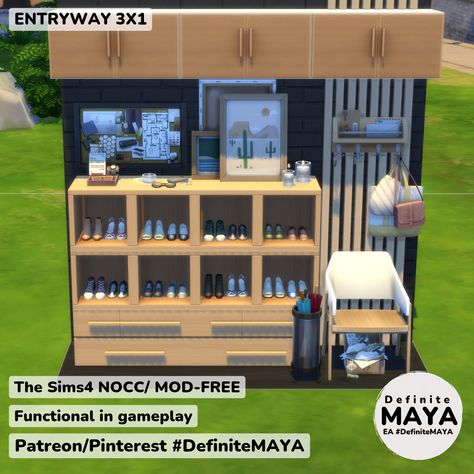 Sims 4 Entryway Ideas, Sims 4 Entryway, Sims 4 Base Game Room Ideas, Sims4 Lookbook, Sims Rooms, Sims Builds, Sims Ideas, Sims 4 House Design, Sims House Plans