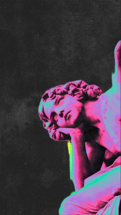 Angel Statue Wallpaper, Vaporwave Statue, Cyberpunk Angel, Dark Vaporwave Aesthetic, Aesthetic Statue, Historical Statues, Neon Tattoo, Art Deco Aesthetic, Neon Jungle