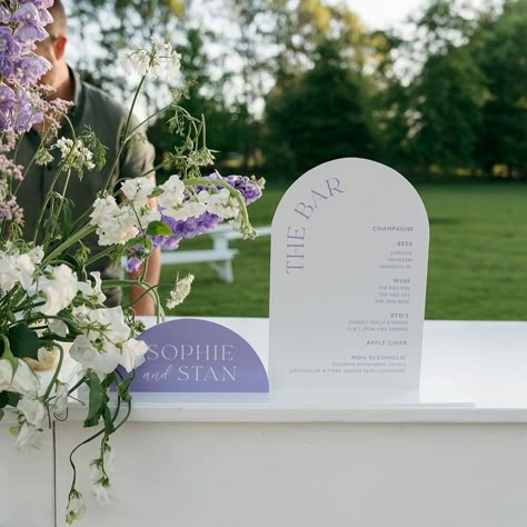 Wedding of S+S for the lilac lovers 💜 Bride: @sophie_spice_ Stationery + Signage: @thesignerynz Table linen: @tble__linen__hire… | Instagram Lilac Wedding Signage, Purple Wedding Signage, Linen Bar Sign Wedding, Pastel Wedding Signage, Lilac Wedding Ceremony, Lilac Wedding Theme Color Schemes, Purple Wedding Signs, Lavender Minimalist, Lilac Wedding Theme