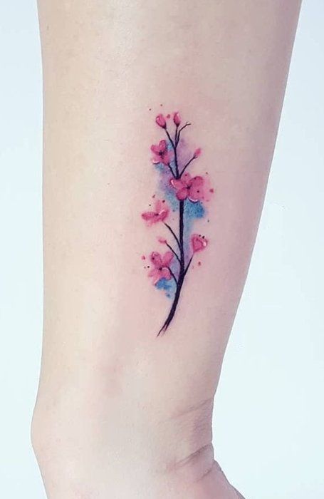 Floral Watercolor Tattoo, Tattoo Fairy, Small Watercolor Tattoo, Blossom Watercolor, Cherry Blossom Watercolor, Kunst Tattoos, Girls Tattoo, Watercolor Tattoos, Gorgeous Tattoos