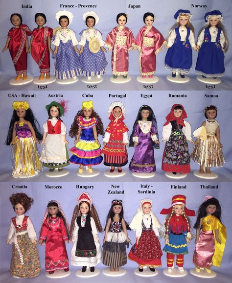 Different Countries Costumes, Cross Cultural Communication, Traditional Mexican Dress, Dolls Of The World, Costumes Around The World, National Clothes, Skipper Doll, Cloth Dolls Handmade, Fashion Design Patterns