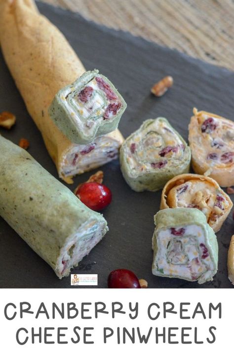 Cranberry Roll Ups Cream Cheeses, Fall Tortilla Roll Ups, Cranberry Tortilla Roll Ups, Cranberry Cream Cheese Appetizer, Cranberry Roll Ups, Cranberry Cream Cheese Pinwheels, Vegetarian Pinwheels, Rollups Appetizers, Christmas Pinwheels