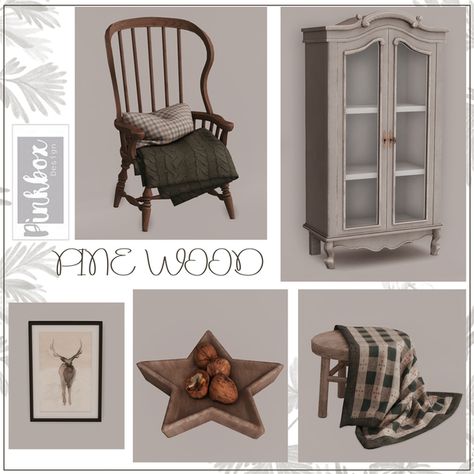 Pinewood | Patreon Pinkbox Anye, Sims 4 Tsr, Winter Furniture, New Mods, Winter Inspired, Sims 4 Cc Furniture, Spanish House, Sims 4 Houses, Sims House