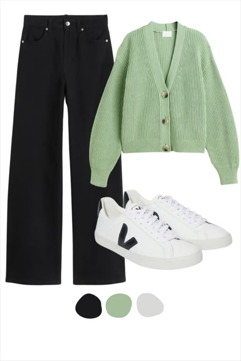 Outfit Ideas With Jackets Casual, Outfits With Knitted Cardigans, Cardigan Outfit Inspiration, Outfit With Green Cardigan, White Knitted Cardigan Outfit, How To Style Cardigans, Knit Wear Outfit, Cardigan Casual Outfit, Summer Cardigan Outfit