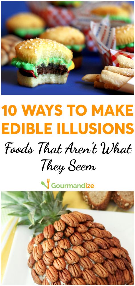 Taking your food skills to a new level, these 10 edible illusions recipes are not what they seem! #beautifulfood #centerpiece #edibleillusions #funfood #hosting #entertaining Dessert That Looks Like Other Food, Desserts That Look Like Other Things, Food That Looks Like Something Else, Food That Looks Like Other Food, Illusion Cakes Ideas, Cake That Looks Like Food, Cake Imposters, Food Illusion, Funny Desserts