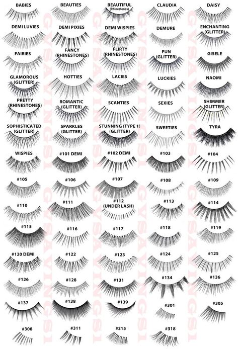 Complete Ardell Lash styles chart. Anyone try the half sets? - Imgur False Eyelash Styles, Types Of False Eyelashes, Lash Chart, Lash Illustration, Types Of Lashes, Lash Guide, Lashes Ardell, Teknik Makeup, Ardell Wispies