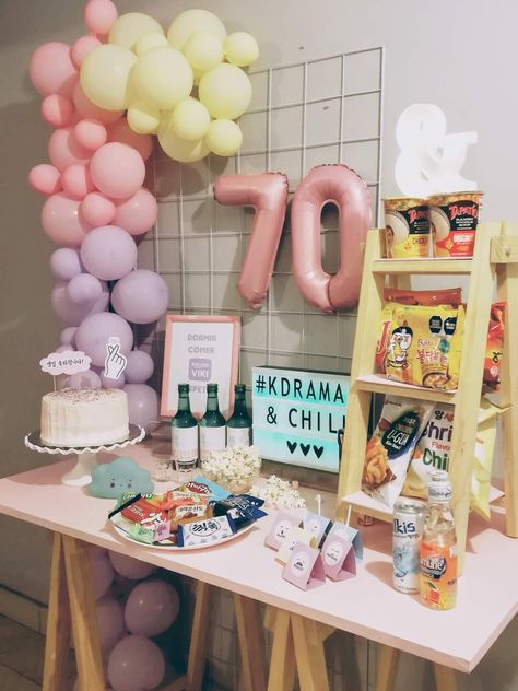 Kdrama Birthday Party Ideas | Photo 2 of 8 Kdrama Party Theme, Jimin Stand, Korean Decor, Bts Party, Kdrama Ideas, Flower Birthday Party, Bts Birthdays, 23rd Birthday, Korean Birthday