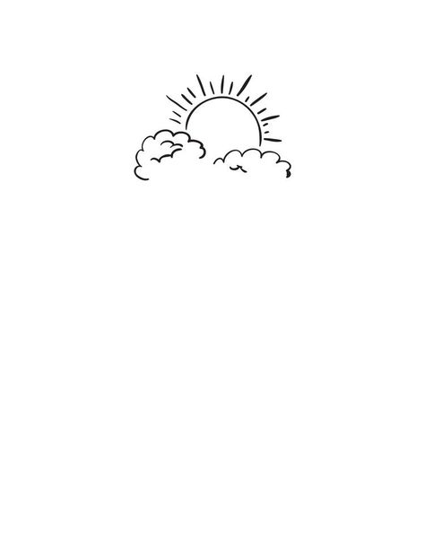 Sun And See Tattoo, Cloud With Sun Tattoo, Sun And Clouds Tattoo Design, Sun Behind Clouds Tattoo, Minimal Tattoo Sun, Sun And Clouds Painting, Sun Clouds Tattoo, Easy Sun Drawing, Sun And Cloud Tattoo