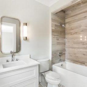 Bathrooms Design Ideas, Inspiration, Photos - Trendir Tile Bathtub, Wood Tile Shower, Faux Wood Tiles, Wood Tile Bathroom, Wood Wall Tiles, Beachy Bathroom, Bathroom Wood, Wood Wall Bathroom, Shower Tiles