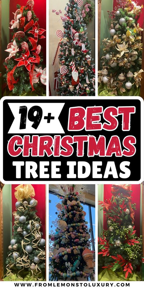 christmas tree ideas Christmas Tree With Bow Topper, Christmas Tree Ideas With Colored Lights, Year Round Christmas Tree Ideas, Decorated Christmas Trees Ideas, Christmas Tree Ideas Pink, Christmas Tree Ideas Classy, Easy Christmas Tree Decorating Ideas, Christmas Tree Ideas Blue, How To Decorate A Christmas Tree