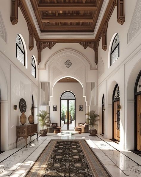 Arabesque Home Decor, Islamic Doors Design, Islamic Home Design, Hallway Ceiling Design, Islamic Architecture House, Bungalow Interior Ideas, India Interior Design, Arabic Home, Arabic House