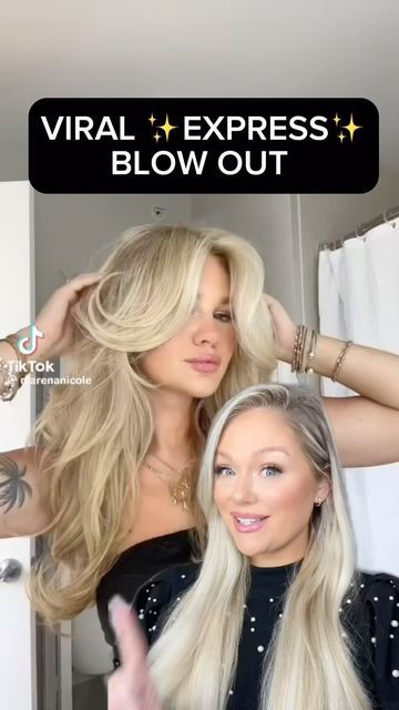 Blowout Look With Curling Iron, Quick Blowout Hair, Blowout Curls Long Hair, How To Do A Blowout, Blowout Hair Long, Easy Blowout At Home, Fake Blowout, How To Do A Blowout On Yourself, How To Blowout Hair