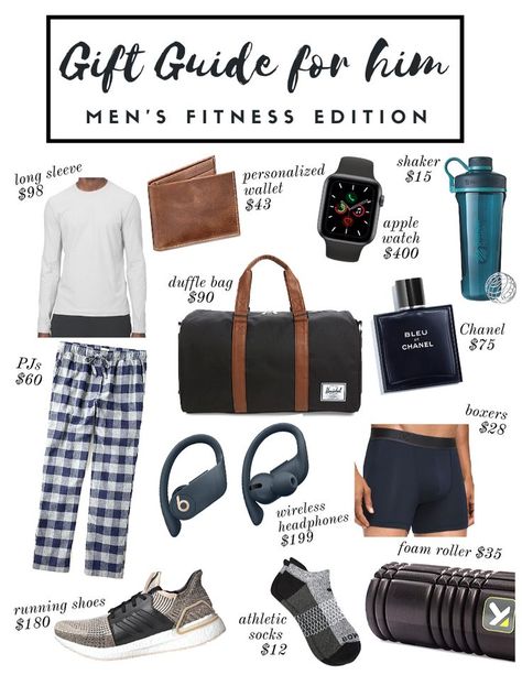 Gift guide for the him, the fitness boyfriend, fiancé, husband, or man in your life.  #giftguide #giftguideforhim Fitness Style Women, Fitness Gift Ideas, Fitness Gift Guide, Workout Underarm, Gifts For Gym Lovers, Fitness Gift, Gym Pictures, Men’s Fitness, Gift Guide For Him