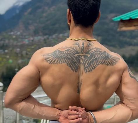 Back Neck Wings Tattoo Men, Back Wing Tattoos Men, Back And Shoulder Tattoo For Men, Wings Tattoo Back Men, Shoulder Wings Tattoo Men, Back Tattoo Men Wings, Men Upper Back Tattoo, Tattoo Ideas For Men Back Shoulder, Dove Tattoo Chest