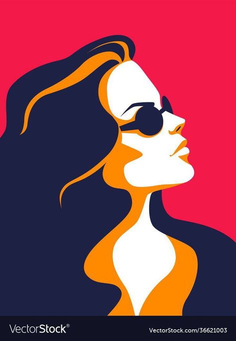 Sunglasses Vector, Independent Girl, Minimalist Portrait, Portrait Female, Female Profile, Pop Art, Sunglasses, Design