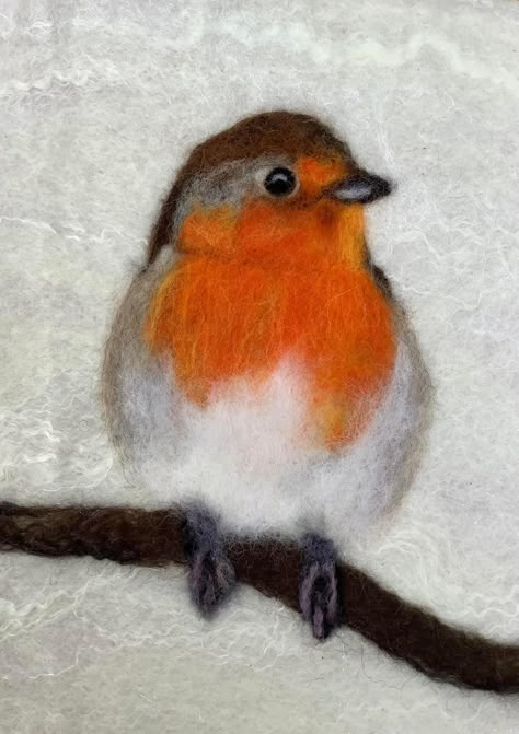 Felted Christmas Cards, Christmas Felting Ideas, Needle Felted Pictures Ideas, Needle Felted Pictures, Needle Felted Christmas Pictures, Wet Felted Christmas Decorations, Needle Felt Pictures, Needle Felt Bird, Christmas Needle Felting Pictures