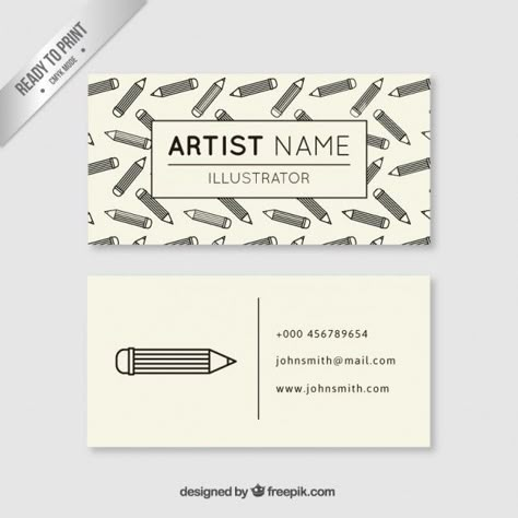 Artist business card with pencils Free Vector Business Card For Artist, Artist Visiting Card Design, Photoshop Poster Tutorial, Painter Business Card, Artist Business Card, Elegant Business Cards Design, Unique Business Cards Design, Art Business Cards, Buisness Cards