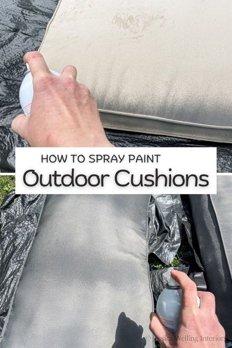 How To Paint Patio Cushions Tutorial How To Paint Outdoor Cushions, Painting Patio Cushions, Painting Outdoor Cushions, Paint Outdoor Cushions, Painting Patio Furniture, Paint Patio, Patio Cushion Covers, Outdoor Sofa Cushions, Cushion Tutorial