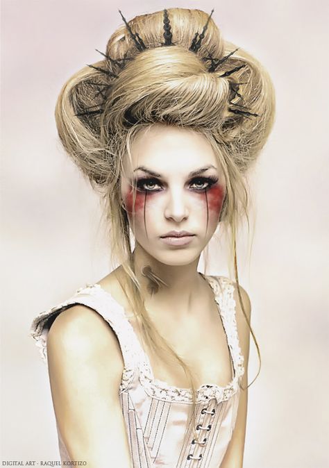 Hairstyles For Halloween, Halloweenský Makeup, Halloween Make-up Looks, Steampunk Hairstyles, Dark Circus, Fantasy Hair, Special Effects Makeup, In Your Face, Halloween Makeup Looks