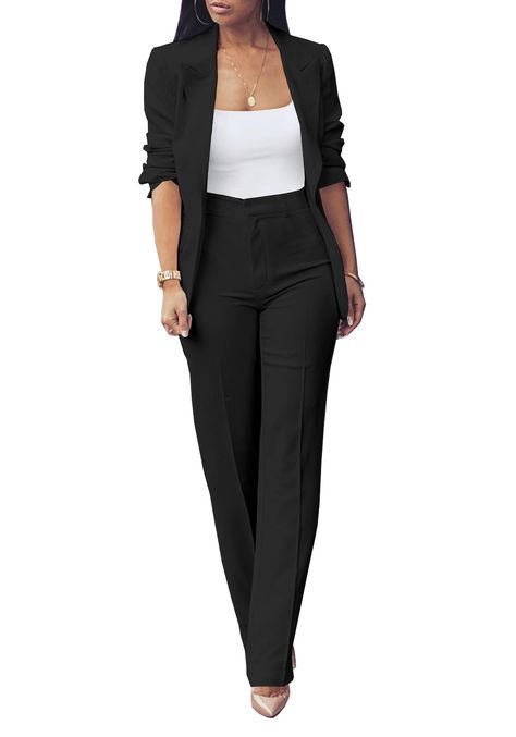 PRICES MAY VARY. Feature: 2 piece blazer set for women with pants, long sleeve,lapel collar,open front. Occasion: Suitable for daily, vacation, graduation party, work, office, out going and so on. Fashion design for every age group, makes you feel charing and attractive. Dressy Pant Suits, How To Look Expensive, Outfits Dressy, Dressy Pants, Blazer Set, Long Sleeve Blazers, Slim Fit Pants, Professional Outfits, Business Casual Outfits