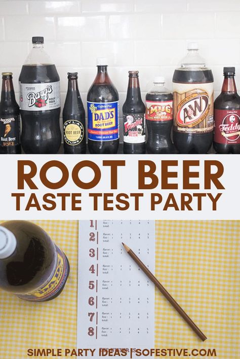 Root Beer Taste Test Party & Printables- Simple Party Ideas - So Festive! Root Beer Party, Beer Tasting Party Printables, Simple Party Ideas, Beer Birthday Party, Beer Tasting Parties, Yw Activities, Beer Cake, Oktoberfest Party, Beer Theme