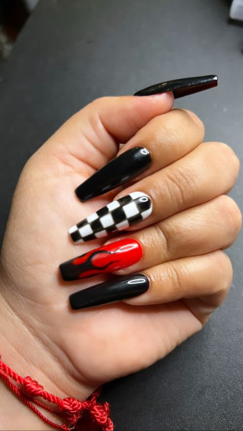 Motorsport Nails, Racer Nails, Car Themed Nails, Indy 500 Nails, Car Nail Art, Hot Wheels Nails, Formula One Nails, Race Car Nails, Race Nails