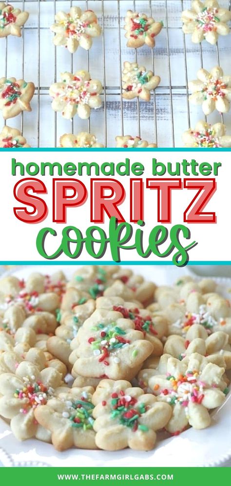 It's time to break out your cookie press. These classic Spritz Cookies are rich, buttery cookies and a must-have cookie for Christmas. Rumor has it that they are Santa's favorite too. While they are not just for Christmas, these homemade butter cookies are so good, it's hard to just eat one. Try this easy cookie recipe. These easy Christmas cookies are a great Christmas cookie exchange. or Cookie Swap recipe too. The homemade butter spritz cookies aremade using a Cookie Press. Best Spritz Cookie Recipe, Spritzer Cookies, Classic Spritz Cookies, Butter Spritz Cookies, Christmas Spritz Cookies, Cookie Press Recipes, Cookie Swap Recipes, Spritz Cookie Recipe, Homemade Egg Rolls