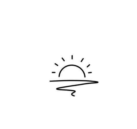 Minimal Tattoo Sun, Sun Simple Drawing, Simple Sunset Tattoo, Sunset Line Art, Cup Printing, Concept Tattoo, Tattoo Sun, Sunshine Tattoo, Tattoo Minimal