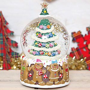 Christmas Tree Gingerbread Man Musical Snow Globe Dome - nativity scenes & figures Manger Scenes, Xmas Snow Globe, Christmas Snowglobe, Christmas Tree Gingerbread, Gingerbread Design, Nativity Scene Sets, Glitter Globes, Christmas Globes, Musical Snow Globes