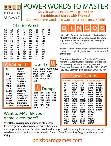 Best Scrabble Words, 2 Letter Words, Scrabble Word, Power Words, Scrabble Words, Fun Card Games, Words With Friends, Family Fun Games, Good Vocabulary Words