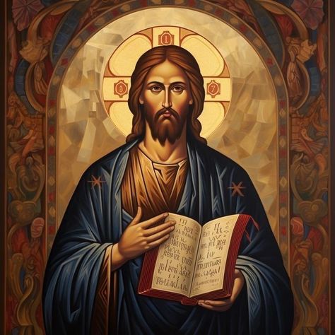 Jesus Orthodox Icons, Anime Jesus, Batak Toba, Eastern Orthodox Church, An Open Book, Orthodox Christian Icons, Icon Ideas, Heaven Art, Jesus Christ Art