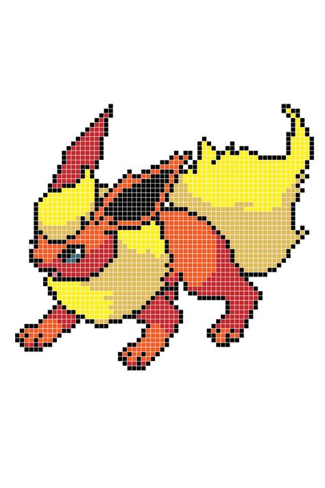 Pixel Art Pikachu, Flareon Pokemon, Pokemon Flareon, 3d Pokemon, Bobble Stitch Crochet, Pokemon Cross Stitch, Modele Pixel Art, Pokemon Bead, Pixel Art Pokemon