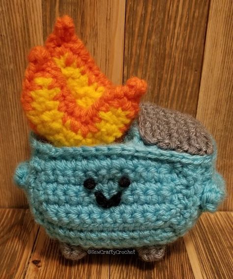 This Is Fine Dog, Twinkie Chan, Crocheted Cow Pattern, Easy Crochet Stitches, Fire Designs, Crochet Cow, Dumpster Fire, Craft Show Ideas, Fun Crochet Projects